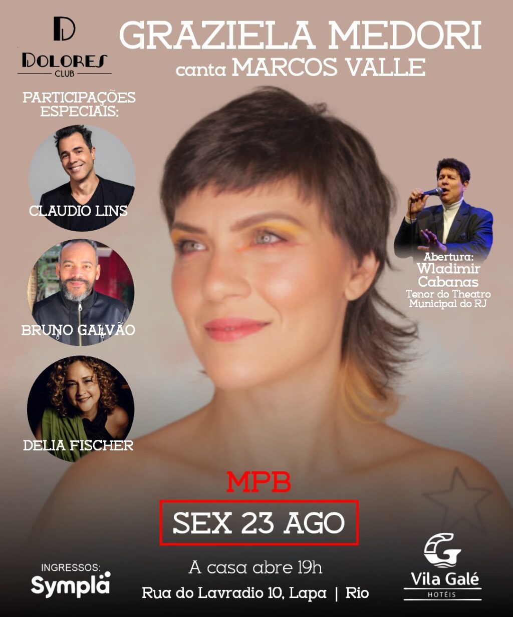 “Graziela Medori canta Marcos Valle” no palco do Dolores Club, no Centro do RJ.